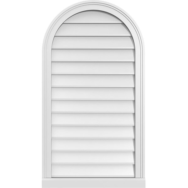 Ekena Millwork Round Top Surface Mount PVC Gable Vent w/ 2"W x 2"P Brickmould Sill Frame, 22"W x 40"H - GVPRT22X4003SN