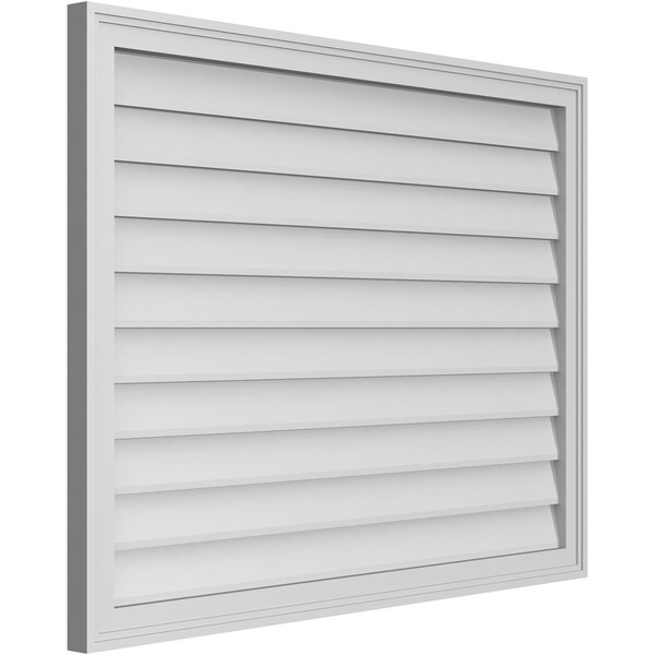 Ekena Millwork Vertical Surface Mount PVC Gable Vnt: Non-Functional, w/2"W x 1-1/2"H, Brickmould Frame, 42"W x 32"H - GVPVE42X3202SN
