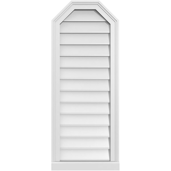 Ekena Millwork Octagonal Top Surface Mount PVC Gable Vent w/ 2"W x 2"P Brickmould Sill Frame, 16"W x 40"H - GVPOT16X4003SN