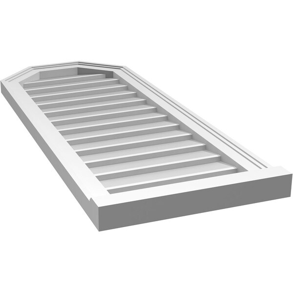 Ekena Millwork Octagonal Top Surface Mount PVC Gable Vent w/ 2"W x 2"P Brickmould Sill Frame, 16"W x 40"H - GVPOT16X4003SN
