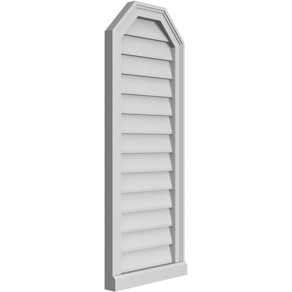 Ekena Millwork Octagonal Top Surface Mount PVC Gable Vent w/ 2"W x 2"P Brickmould Sill Frame, 16"W x 40"H - GVPOT16X4003SN