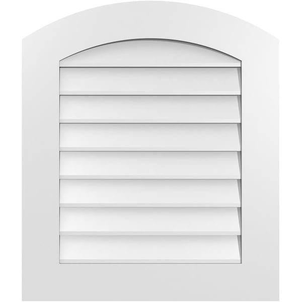 Ekena Millwork Arch Top Surface Mount PVC Gable Vent: Functional, w/ 3-1/2"W x 1"P Standard Frame, 24"W x 28"H - GVPAR24X2801SF