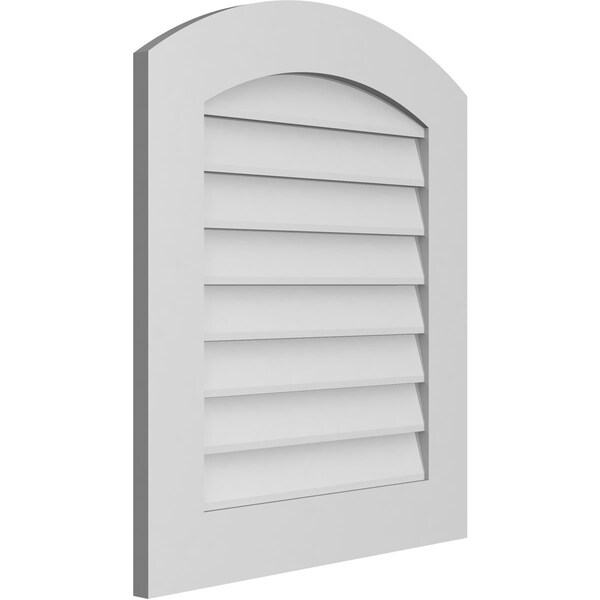 Ekena Millwork Arch Top Surface Mount PVC Gable Vent: Functional, w/ 3-1/2"W x 1"P Standard Frame, 24"W x 28"H - GVPAR24X2801SF