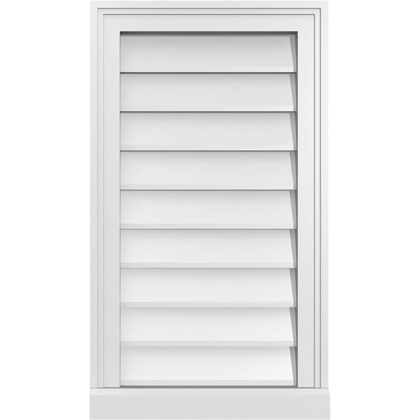 Ekena Millwork Vertical Surface Mount PVC Gable Vent w/ 2"W x 2"H , Brickmould Sill Frame, 16"W x 28"H - GVPVE16X2803SN