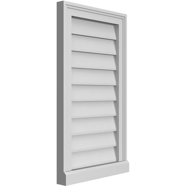 Ekena Millwork Vertical Surface Mount PVC Gable Vent w/ 2"W x 2"H , Brickmould Sill Frame, 16"W x 28"H - GVPVE16X2803SN