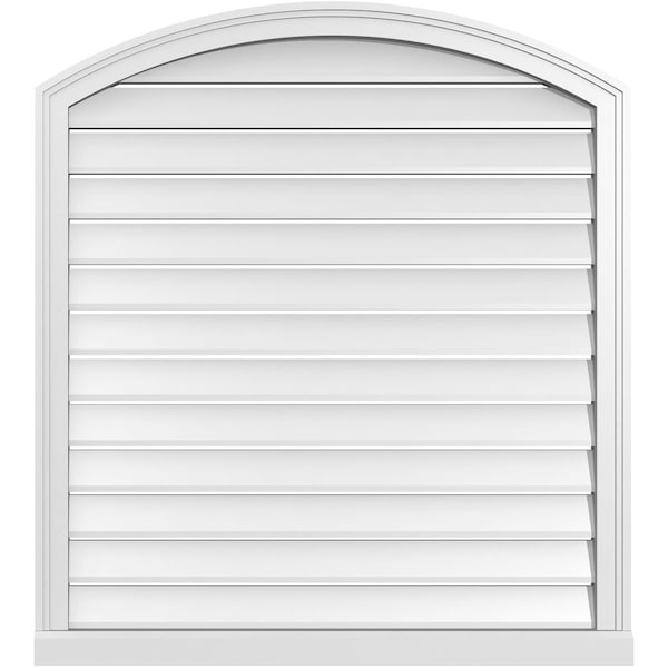 Ekena Millwork Arch Top Surface Mount PVC Gable Vent w/ 2"W x 2"P Brickmould Sill Frame, 36"W x 38"H - GVPAR36X3803SN