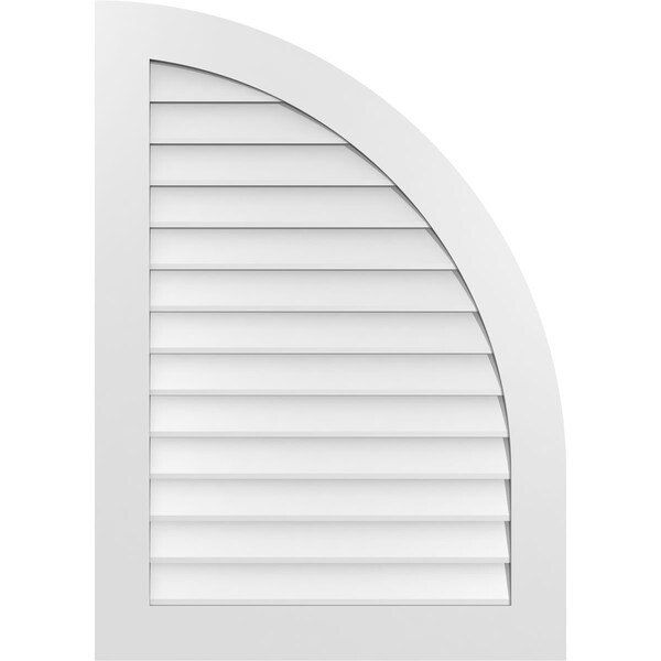 Ekena Millwork Quarter Round Top Right Surface Mount PVC Gable Vent w/ 3-1/2"W x 1"P Standard Frame, 30"W x 42"H - GVPQR30X4201SN