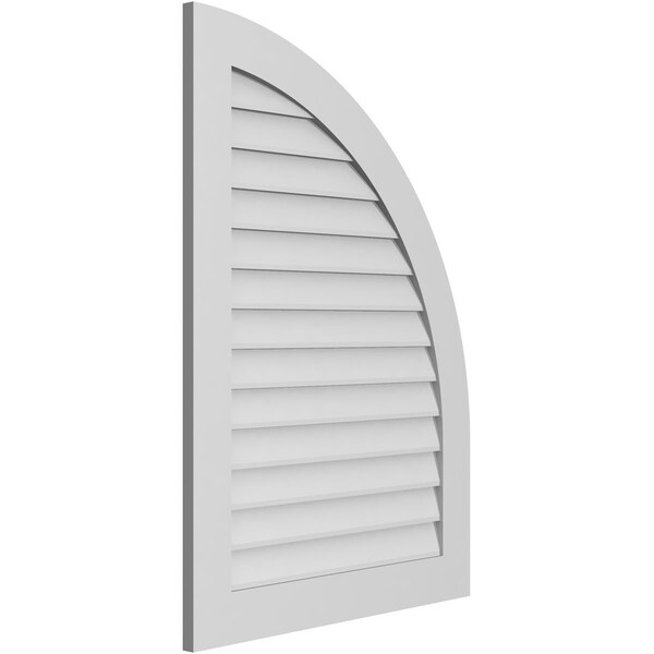 Ekena Millwork Quarter Round Top Right Surface Mount PVC Gable Vent w/ 3-1/2"W x 1"P Standard Frame, 30"W x 42"H - GVPQR30X4201SN