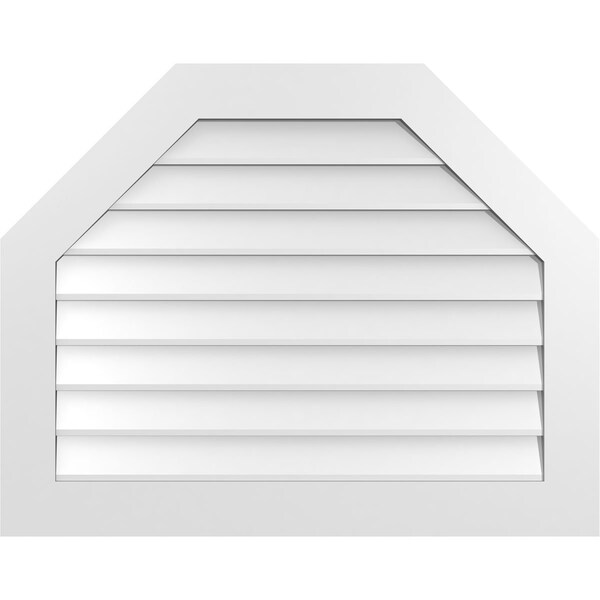 Ekena Millwork Octagonal Top Surface Mount PVC Gable Vent w/ 3-1/2"W x 1"P Standard Frame, 38"W x 30"H - GVPOT38X3001SN