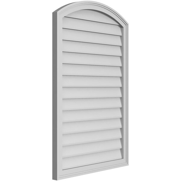 Ekena Millwork Arch Top Surface Mount PVC Gable Vent: Functional, w/ 2"W x 1-1/2"P Brickmould Frame, 28"W x 42"H - GVPAR28X4202SF