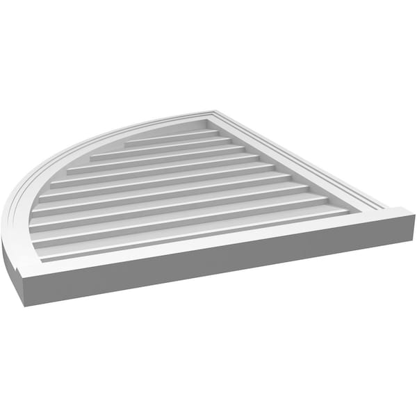 Ekena Millwork Quarter Round Top Left Surface Mount PVC Gable Vent w/ 2"W x 2"P Brickmould Sill Frame, 28"W x 32"H - GVPQL28X3203SN