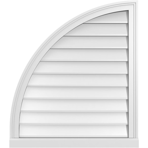 Ekena Millwork Quarter Round Top Left Surface Mount PVC Gable Vent w/ 2"W x 2"P Brickmould Sill Frame, 28"W x 32"H - GVPQL28X3203SN