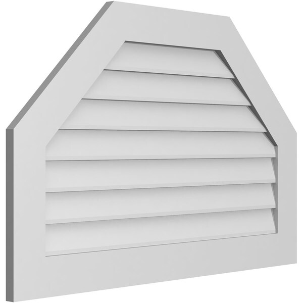 Ekena Millwork Octagonal Top Surface Mount PVC Gable Vent w/ 3-1/2"W x 1"P Standard Frame, 40"W x 26"H - GVPOT40X2601SN