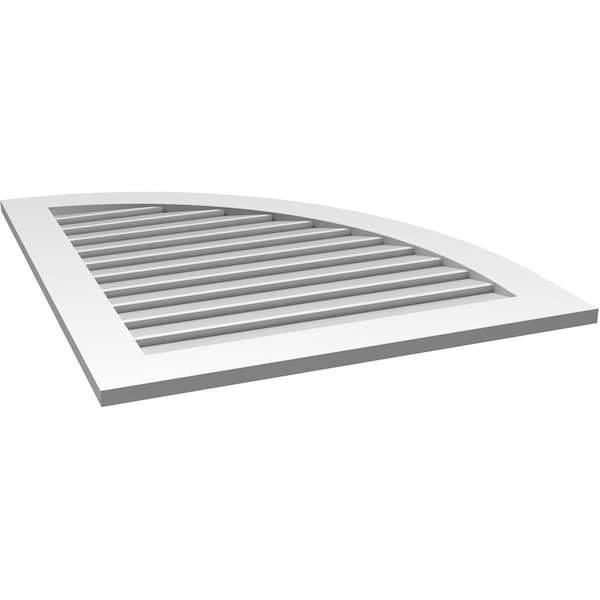 Ekena Millwork Quarter Round Top Right Surface Mount PVC Gable Vent w/ 3-1/2"W x 1"P Standard Frame, 32"W x 38"H - GVPQR32X3801SF