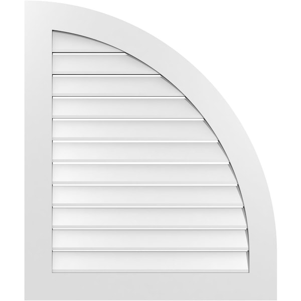 Ekena Millwork Quarter Round Top Right Surface Mount PVC Gable Vent w/ 3-1/2"W x 1"P Standard Frame, 32"W x 38"H - GVPQR32X3801SF