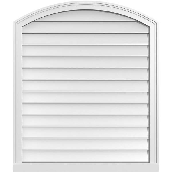 Ekena Millwork Arch Top Surface Mount PVC Gable Vent: Functional, w/ 2"W x 2"P Brickmould Sill Frame, 34"W x 40"H - GVPAR34X4003SF