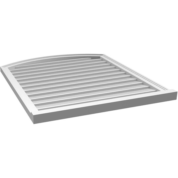 Ekena Millwork Arch Top Surface Mount PVC Gable Vent: Functional, w/ 2"W x 2"P Brickmould Sill Frame, 34"W x 40"H - GVPAR34X4003SF