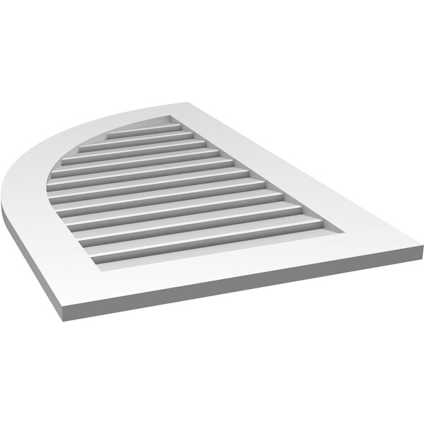 Ekena Millwork Quarter Round Top Left Surface Mount PVC Gable Vent w/ 3-1/2"W x 1"P Standard Frame, 24"W x 38"H - GVPQL24X3801SF