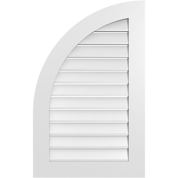 Ekena Millwork Quarter Round Top Left Surface Mount PVC Gable Vent w/ 3-1/2"W x 1"P Standard Frame, 24"W x 38"H - GVPQL24X3801SF