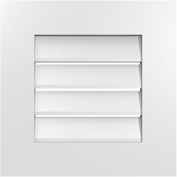 Ekena Millwork Vertical Surface Mount PVC Gable Vent: Functional, w/ 3-1/2"W x 1"P Standard Frame, 18"W x 18"H - GVPVE18X1801SF