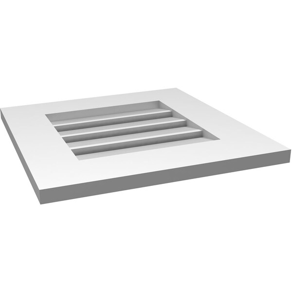 Ekena Millwork Vertical Surface Mount PVC Gable Vent: Functional, w/ 3-1/2"W x 1"P Standard Frame, 18"W x 18"H - GVPVE18X1801SF