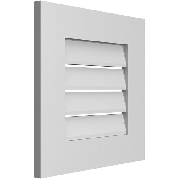 Ekena Millwork Vertical Surface Mount PVC Gable Vent: Functional, w/ 3-1/2"W x 1"P Standard Frame, 18"W x 18"H - GVPVE18X1801SF