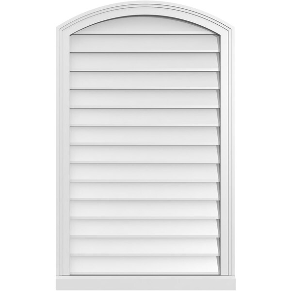 Ekena Millwork Arch Top Surface Mount PVC Gable Vent: Functional, w/ 2"W x 2"P Brickmould Sill Frame, 26"W x 42"H - GVPAR26X4203SF