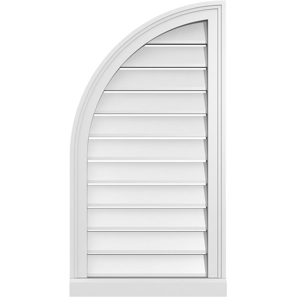 Ekena Millwork Quarter Round Top Left Surface Mount PVC Gable Vent w/ 2"W x 2"P Brickmould Sill Frame, 18"W x 34"H - GVPQL18X3403SF