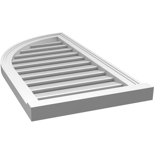 Ekena Millwork Quarter Round Top Left Surface Mount PVC Gable Vent w/ 2"W x 2"P Brickmould Sill Frame, 18"W x 34"H - GVPQL18X3403SF