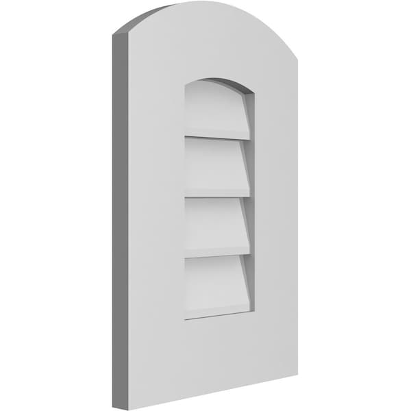 Ekena Millwork Arch Top Surface Mount PVC Gable Vent: Functional, w/ 3-1/2"W x 1"P Standard Frame, 12"W x 18"H - GVPAR12X1801SF