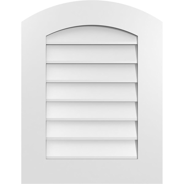 Ekena Millwork Arch Top Surface Mount PVC Gable Vent: Functional, w/ 3-1/2"W x 1"P Standard Frame, 20"W x 26"H - GVPAR20X2601SF