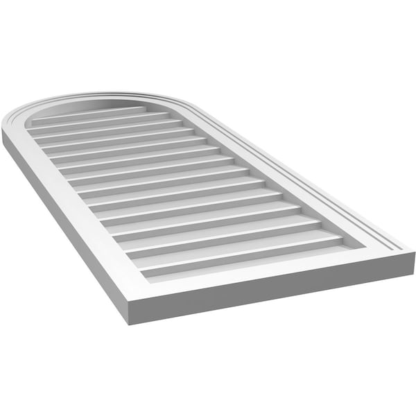 Ekena Millwork Round Top Surface Mount PVC Gable Vent w/ 2"W x 1-1/2"P Brickmould Frame, 18"W x 42"H - GVPRT18X4202SN