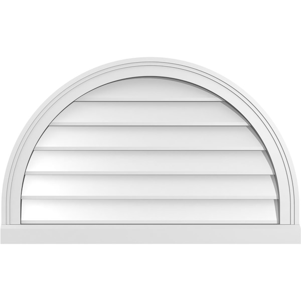 Ekena Millwork Round Top Surface Mount PVC Gable Vent w/ 2"W x 2"P Brickmould Sill Frame, 32"W x 20"H - GVPRT32X2003SN