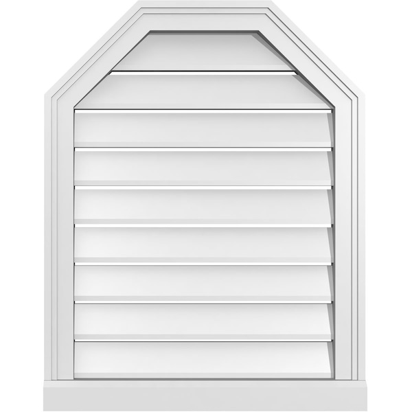 Ekena Millwork Octagonal Top Surface Mount PVC Gable Vent w/ 2"W x 2"P Brickmould Sill Frame, 22"W x 28"H - GVPOT22X2803SF