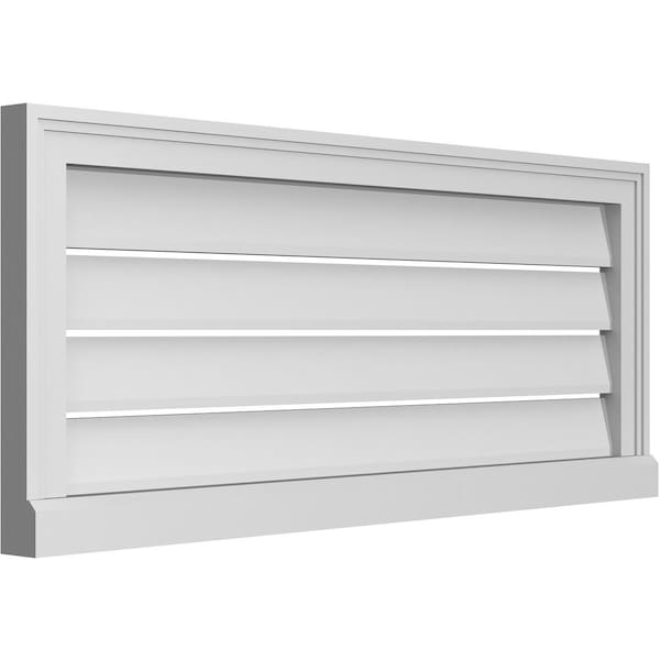 Ekena Millwork Vertical Surface Mount PVC Gable Vent: Functional, w/ 2"W x 2"P Brickmould Sill Frame, 38"W x 16"H - GVPVE38X1603SF