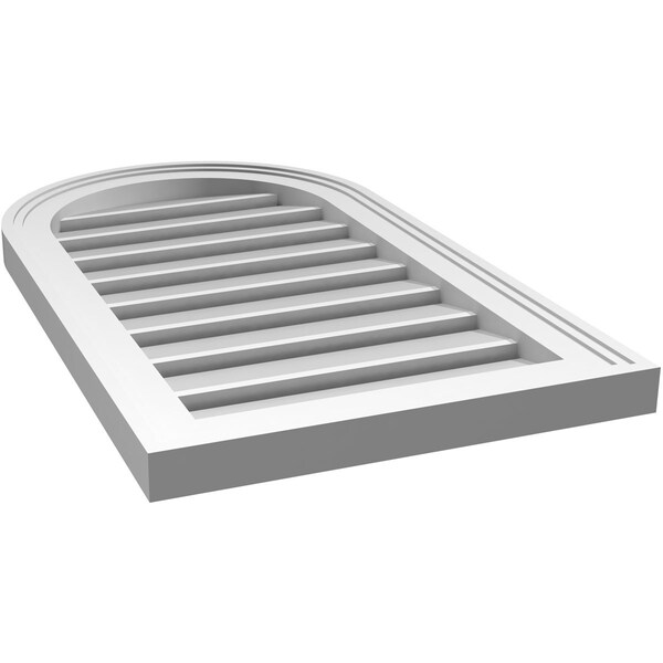 Ekena Millwork Round Top Surface Mount PVC Gable Vent: Functional, w/ 2"W x 1-1/2"P Brickmould Frame, 16"W x 28"H - GVPRT16X2802SF