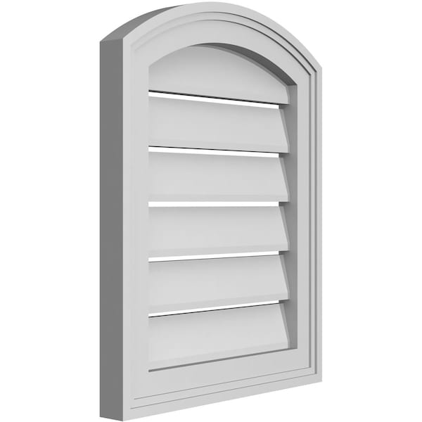 Ekena Millwork Arch Top Surface Mount PVC Gable Vent: Non-Functional, w/2"W x 1-1/2"P Brickmould Frame, 16"W x 18"H - GVPAR16X1802SN