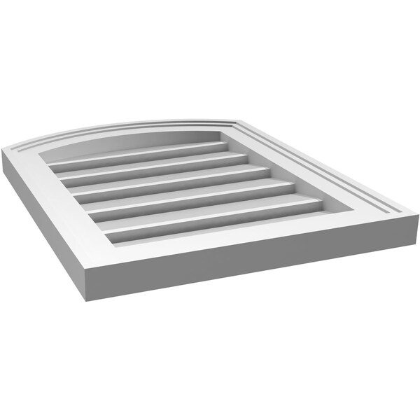 Ekena Millwork Arch Top Surface Mount PVC Gable Vent: Non-Functional, w/2"W x 1-1/2"P Brickmould Frame, 16"W x 18"H - GVPAR16X1802SN