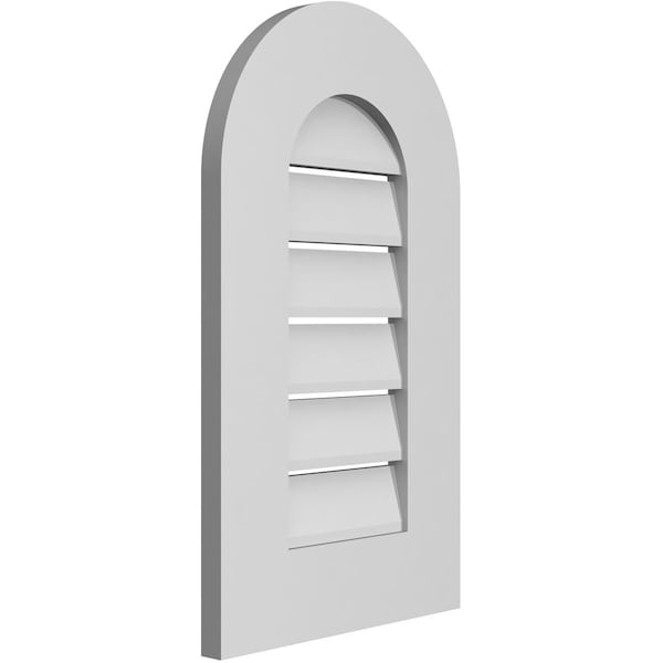 Ekena Millwork Round Top Surface Mount PVC Gable Vent: Functional, w/ 3-1/2"W x 1"P Standard Frame, 14"W x 24"H - GVPRT14X2401SF