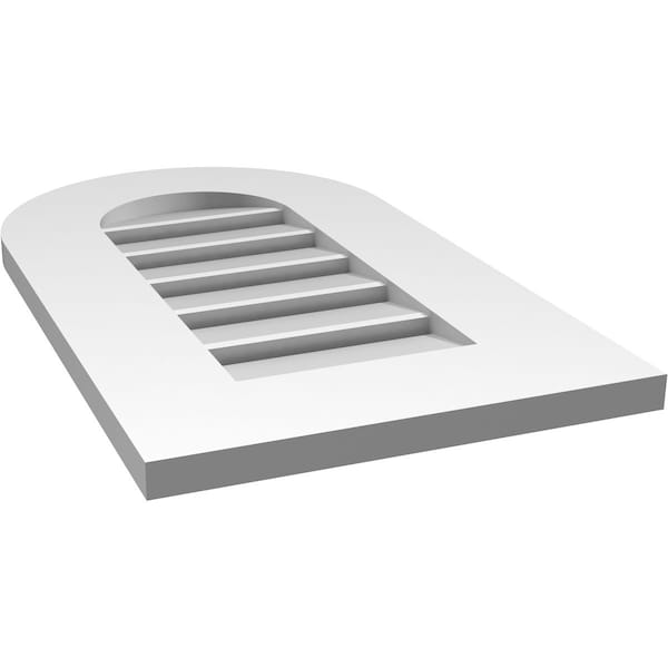 Ekena Millwork Round Top Surface Mount PVC Gable Vent: Functional, w/ 3-1/2"W x 1"P Standard Frame, 14"W x 24"H - GVPRT14X2401SF