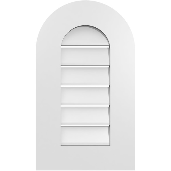 Ekena Millwork Round Top Surface Mount PVC Gable Vent: Functional, w/ 3-1/2"W x 1"P Standard Frame, 14"W x 24"H - GVPRT14X2401SF