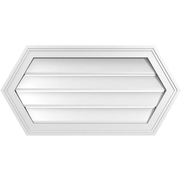 Ekena Millwork Half Round Surface Mount PVC Gable Vent: Functional, w/ 2"W x 1-1/2"P Brickmould Frame, 30"W x 15"H - GVPHR30X1502SF
