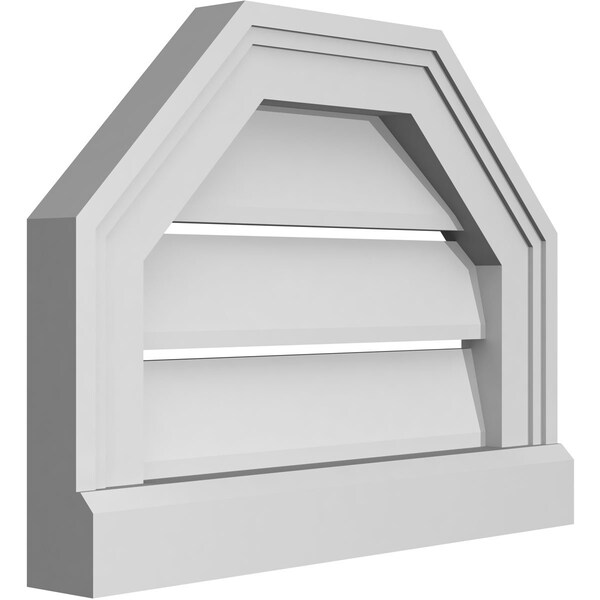 Ekena Millwork Octagonal Top Surface Mount PVC Gable Vent w/ 2"W x 2"P Brickmould Sill Frame, 16"W x 12"H - GVPOT16X1203SF