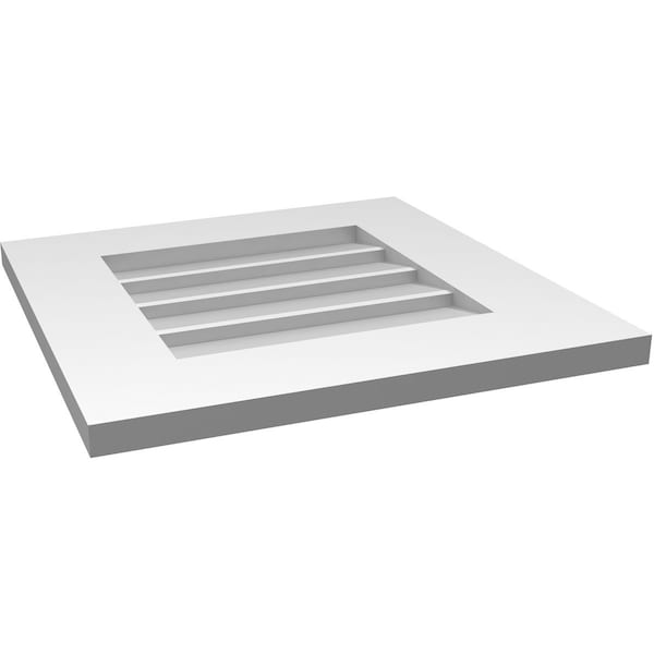 Ekena Millwork Vertical Surface Mount PVC Gable Vent: Non-Functional, w/ 3-1/2"W x 1"P Standard Frame, 18"W x 18"H - GVPVE18X1801SN