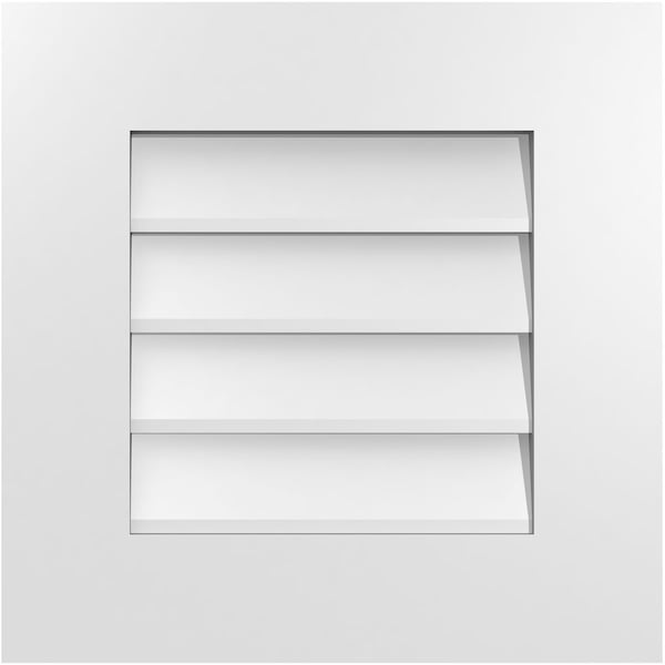 Ekena Millwork Vertical Surface Mount PVC Gable Vent: Non-Functional, w/ 3-1/2"W x 1"P Standard Frame, 18"W x 18"H - GVPVE18X1801SN
