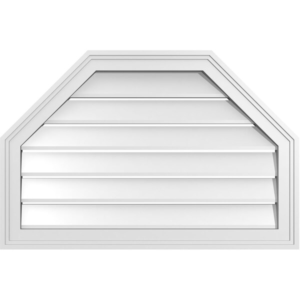 Ekena Millwork Octagonal Top Surface Mount PVC Gable Vent w/ 2"W x 1-1/2"P Brickmould Frame, 30"W x 20"H - GVPOT30X2002SF