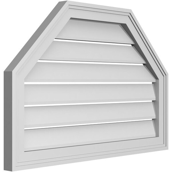 Ekena Millwork Octagonal Top Surface Mount PVC Gable Vent w/ 2"W x 1-1/2"P Brickmould Frame, 30"W x 20"H - GVPOT30X2002SF