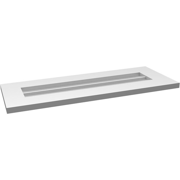 Ekena Millwork Vertical Surface Mount PVC Gable Vent: Non-Functional, w/3-1/2"W x 1"H, Standard Frame, 32"W x 12"H - GVPVE32X1201SN