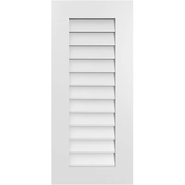 Ekena Millwork Vertical Surface Mount PVC Gable Vent: Non-Functional, w/ 3-1/2"W x 1"P Standard Frame, 16"W x 36"H - GVPVE16X3601SN