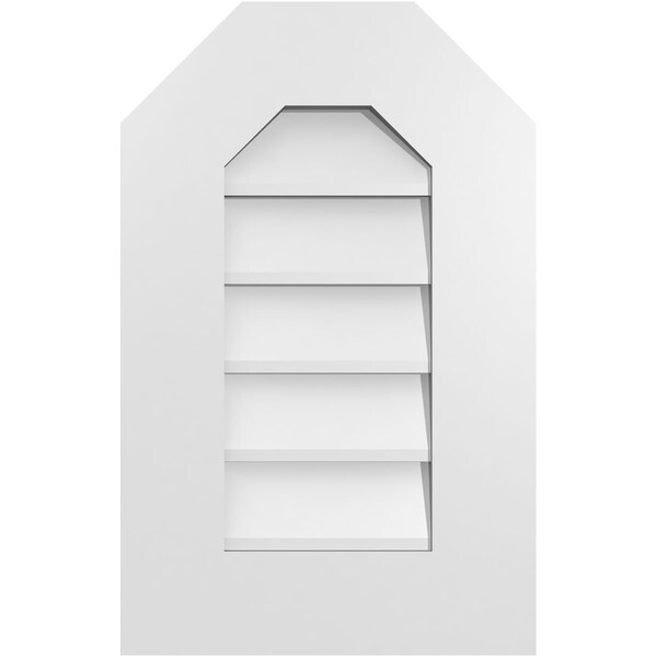 Ekena Millwork Octagonal Top Surface Mount PVC Gable Vent w/ 3-1/2"W x 1"P Standard Frame, 14"W x 22"H - GVPOT14X2201SN